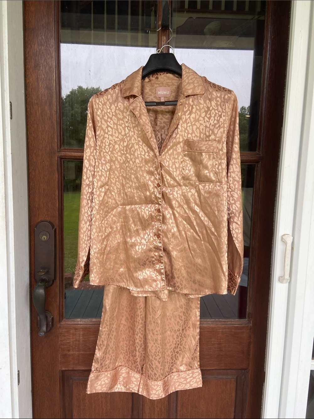 Show Me Your MuMu Gold Cheetah Silky Classic PJ Set. Size XS